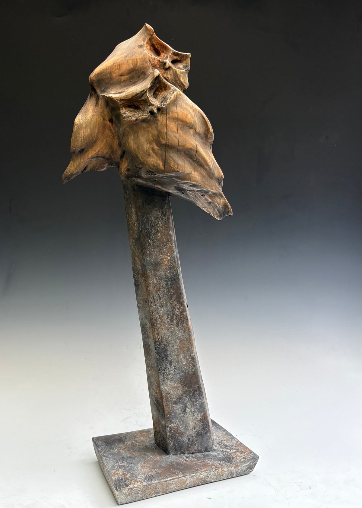 "CARPE DIEM VII" HAND CARVED HEMLOCK SCULPTURE