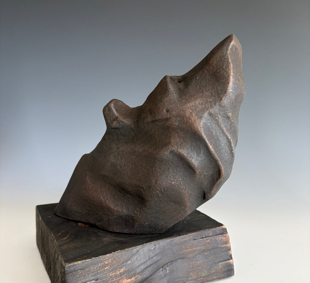 "CASSIO" HAND CARVED WHITE PINE WITH METAL COATING SCULPTURE