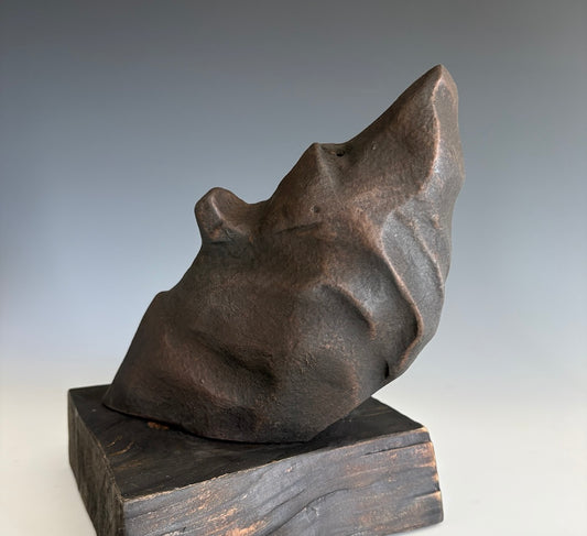 "CASSIO" HAND CARVED WHITE PINE WITH METAL COATING SCULPTURE