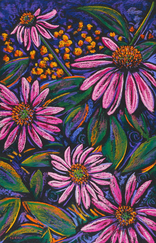 "CONE FLOWERS #1" ORIGINAL PASTEL/FRAMED