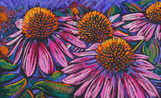 "CONE FLOWERS #2" ORIGINAL PASTEL/FRAMED