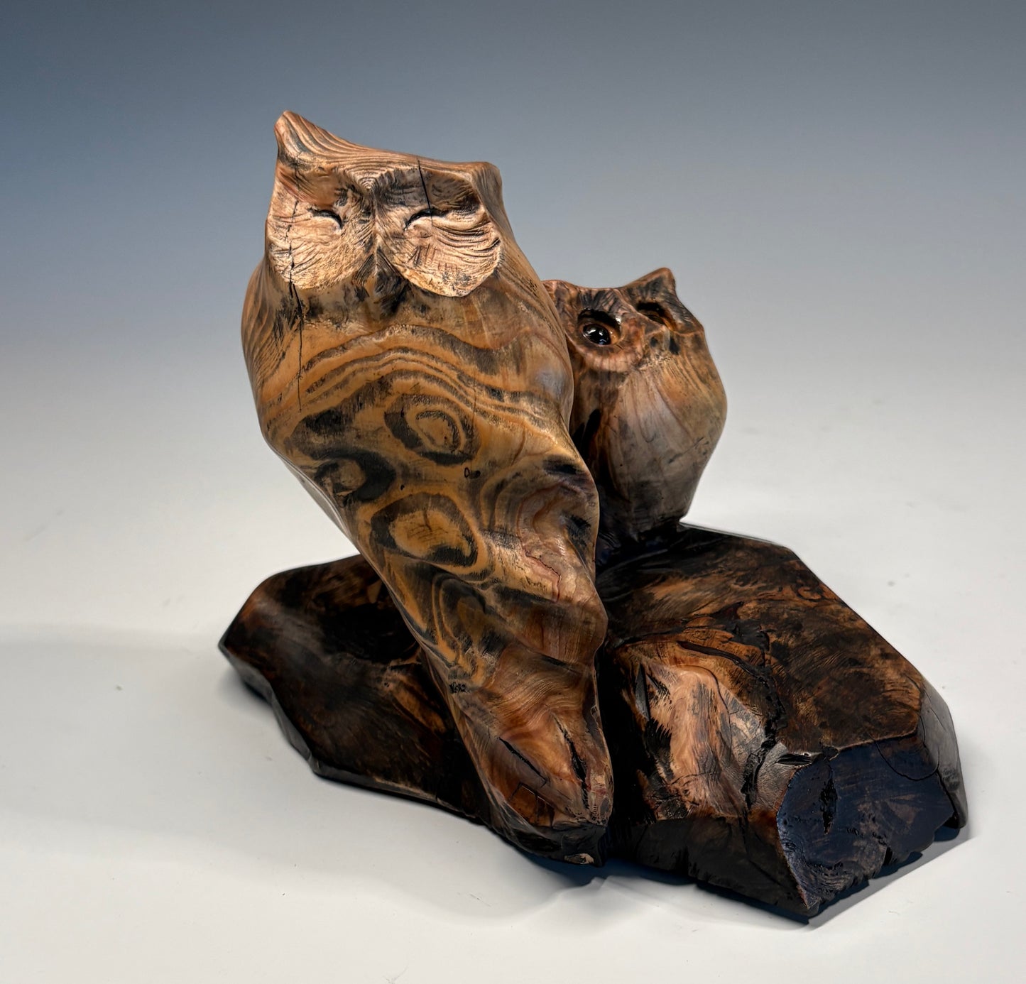 "CONTENTMENT AND WONDER" HEMLOCK, SHELLAC & WAX WOOD SCULPTURE