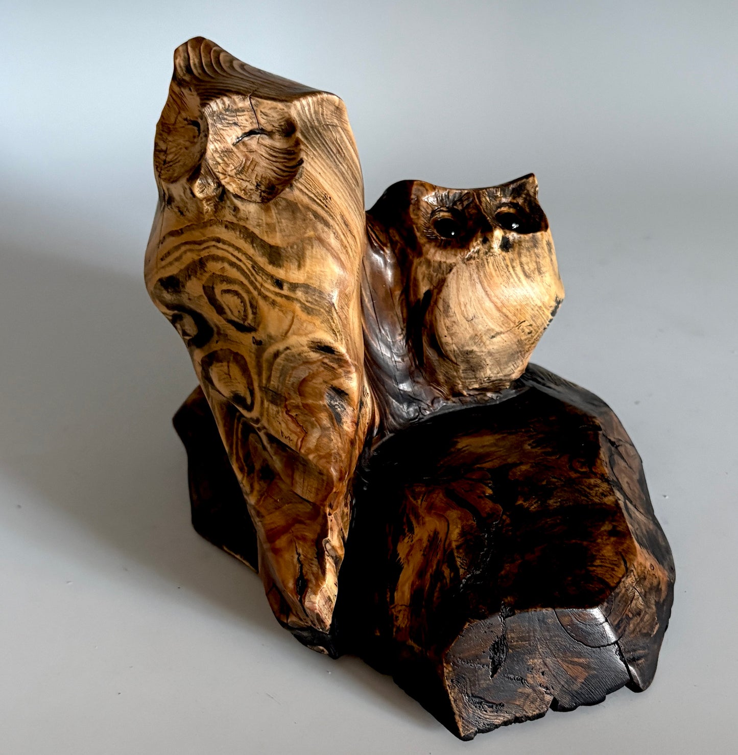 "CONTENTMENT AND WONDER" HEMLOCK, SHELLAC & WAX WOOD SCULPTURE