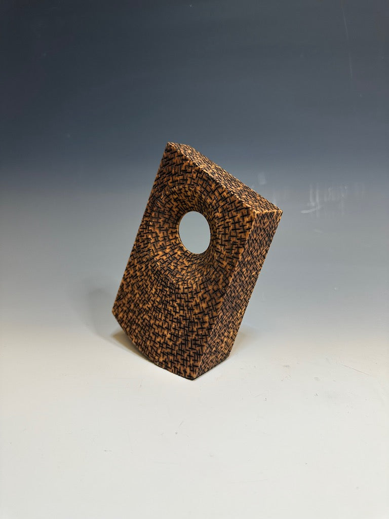 "ROCKING SERIES" SMALL BLACK MIXED MEDIA SCULPTURE