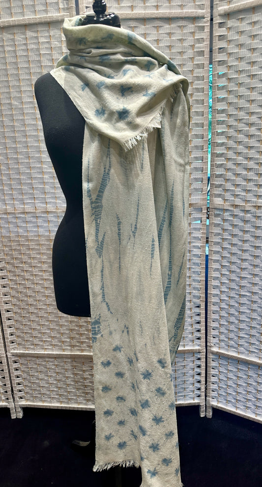 HAND STITCHED VEGAN SILK SHIBORI SHAWL F319