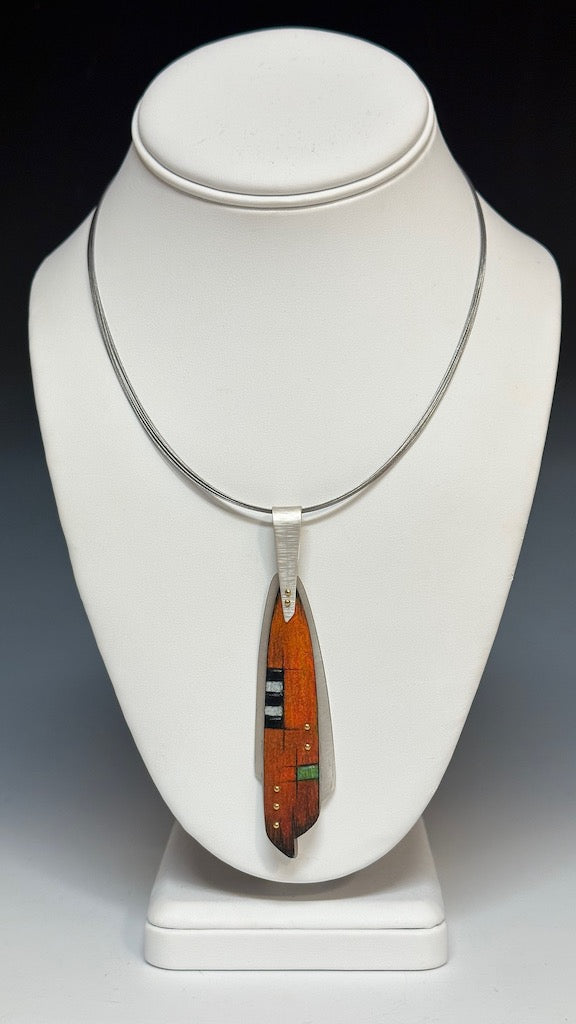 PRISMA COLOR AND STERLING DROP PENDANT ON 10 STRAND 16" STEEL CHOKER   DKA146