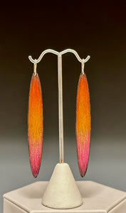 RED ELIPSE PRISMA COLOR EARRINGS ON STERLING SILVER WIRES  DKA153