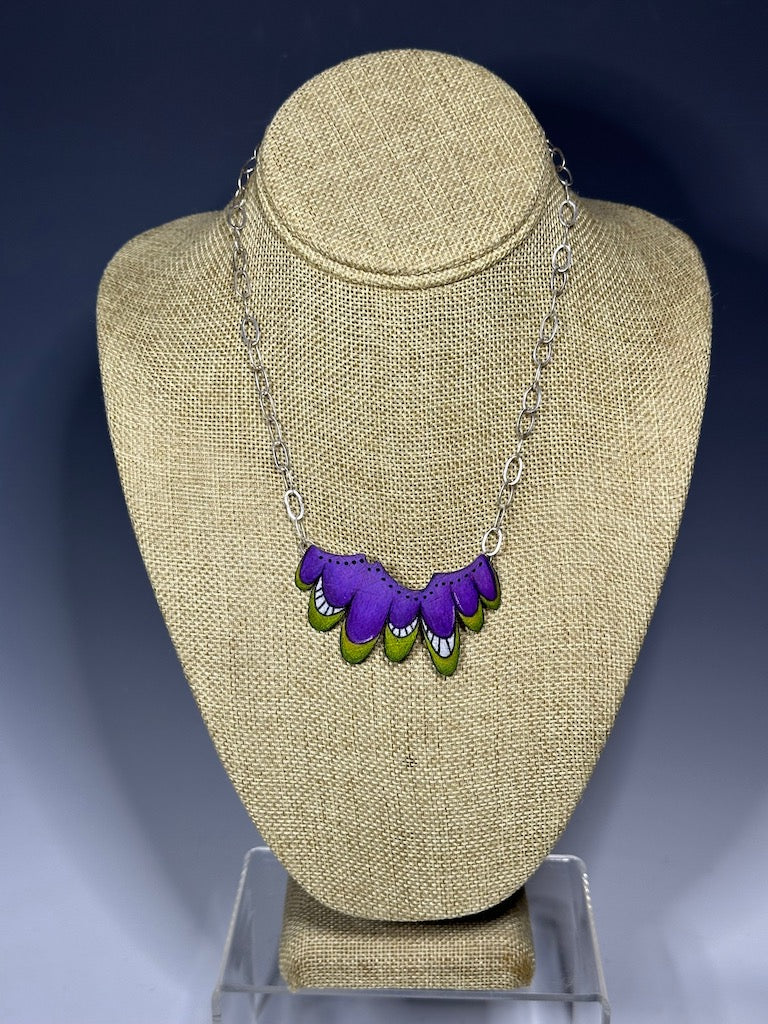 PURPLE AND GREEN PRISMACOLOR PENDANT CHOKER ON STERLING SILVER CHAIN  DKA225