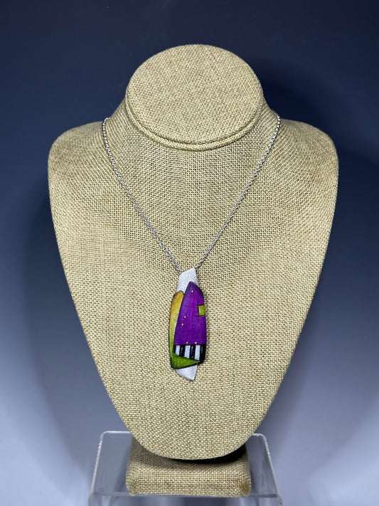 STACKED PRISMA COLOR PENDANT ON STERLING SILVER CHAIN  DKA226