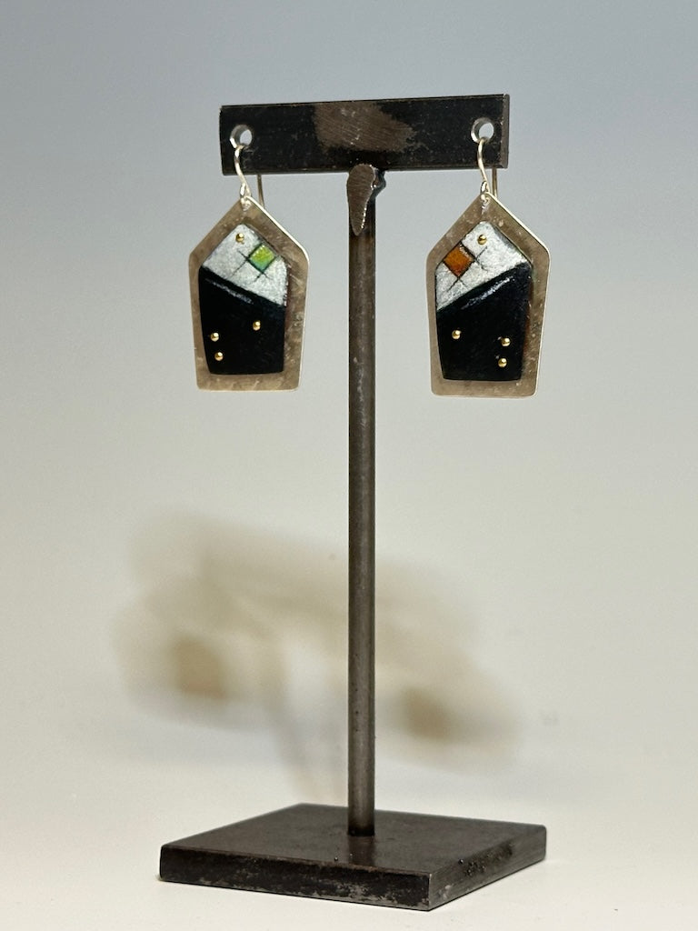 HOUSE SHAPED PRISMA COLOR EARRINGS DKA237