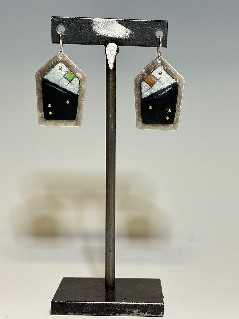 HOUSE SHAPED PRISMA COLOR EARRINGS DKA237