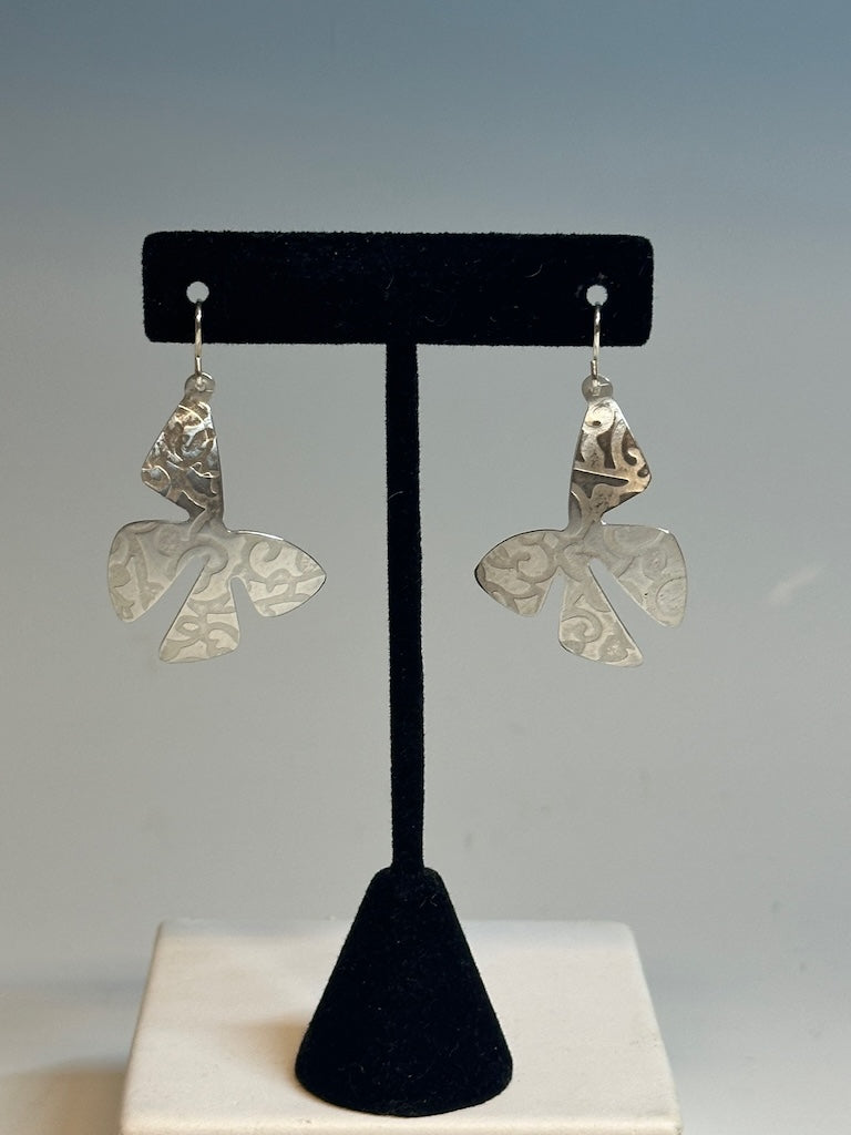 SILVER ABSTRACT BUTTERFLY EARRINGS DKA239