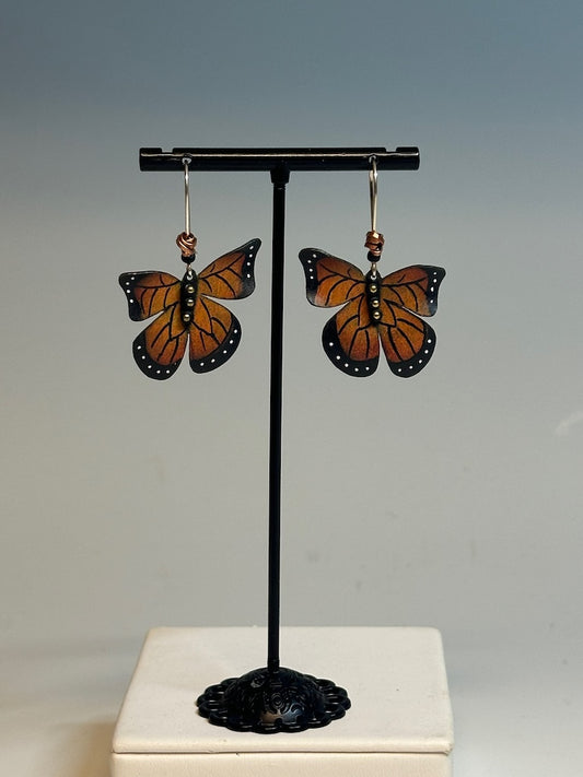 MONARCH BUTTERFLY EARRINGS ON COPPER DKA241