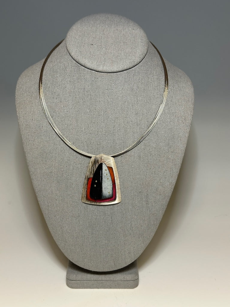 COLOR BLOCK PRISMA COLOR PENDANT ON 18" STAINLESS STEEL CABLE DKA242