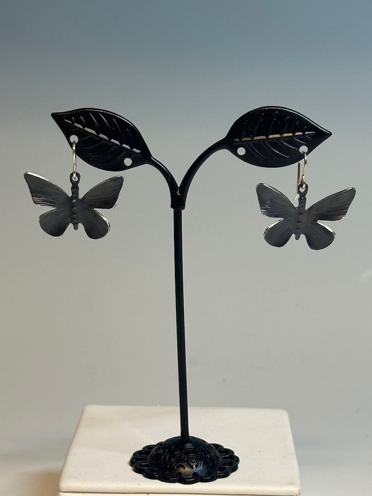 OXIDIZED SILVER BUTTERFLY EARRINGS DKA242