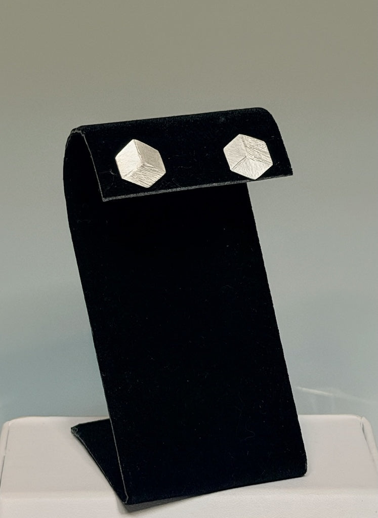 STERLING SILVER FAUX CUBE POST EARRINGS DKA312