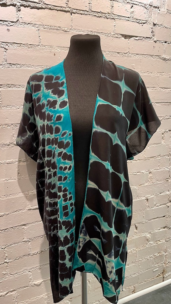 100% SILK SHIBORI HAND DYED KIMONO F242