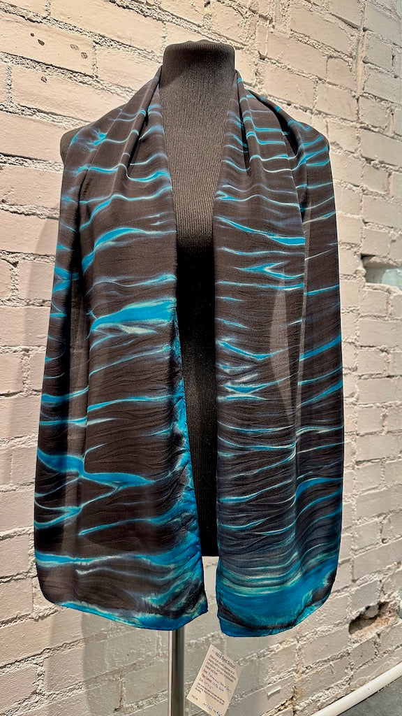 HAND DYED 100% SILK CREPE DE CHINE SHIBORI SCARF F263