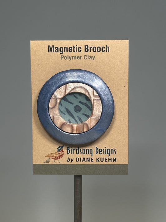 LAYERED ROUND 2' MAGNETIC POLYMER CLAY BROOCH PCB786