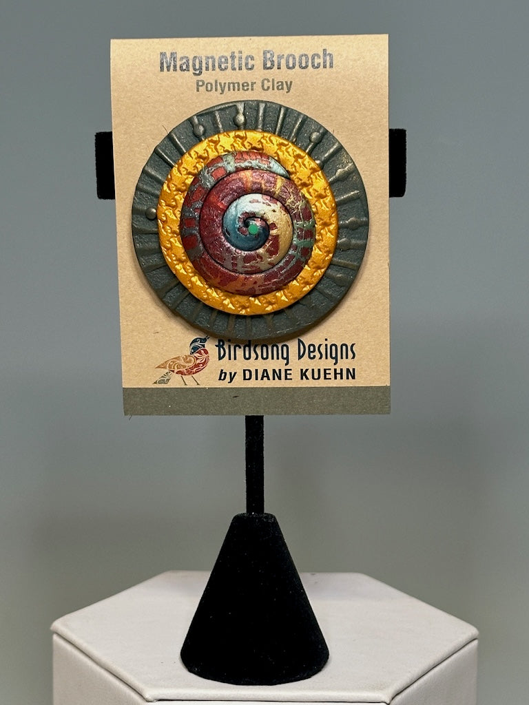 MULTI COLORED LIGHTWEIGHT POLYMER CLAY MAGNETIC BROOCH PCB824