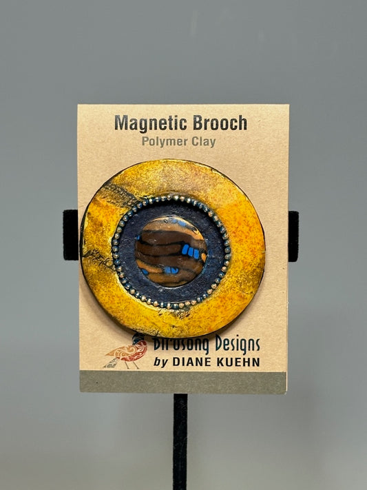 FALL COLORED LIGHTWEIGHT POLYMER CLAY MAGNETIC BROOCH PCB826