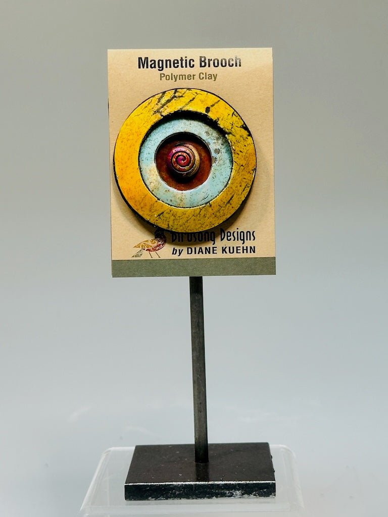 CONCENTRIC POLYMER CLAY MAGNETIC BROOCH PCB866