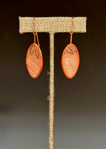 LAYERED TRANSLUCENT POLYMER CLAY EARRINGS WITH COPPER  PCE584