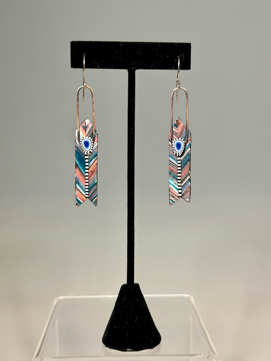 ARROW PATTERNED POLYMER CLAY EARRINGS WITH STAINLESS EAR WIRE DKPCE723