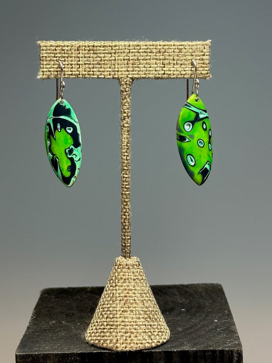 MISMATCHED POLYMER CLAY EARRINGS ON STERLING SILVER WIRES PCE778