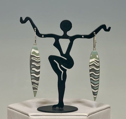 LONG NARROW PETAL SHAPED POLYMER CLAY EARRINGS DKPCE806