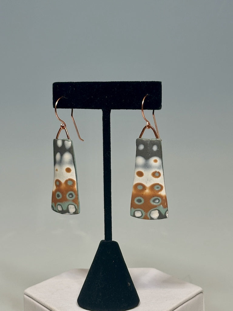 DISAPPEARING DOT POLYMER CLAY EARRINGS WITH COPPER EAR WIRES DKPCE807