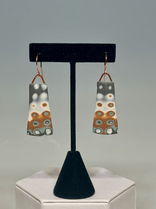 DISAPPEARING DOT POLYMER CLAY EARRINGS WITH COPPER EAR WIRES DKPCE807