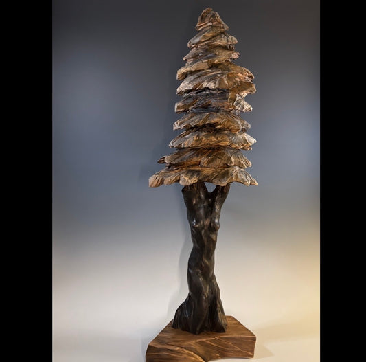 "DAPHNE" HAND CARVED CYPRESS & WHITE PINE SCULPTURE