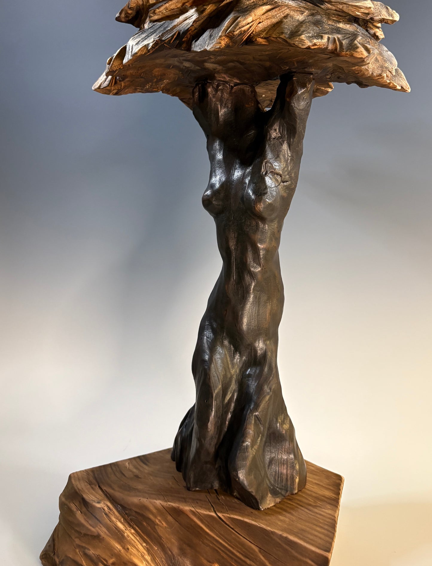 "DAPHNE" HAND CARVED CYPRESS & WHITE PINE SCULPTURE