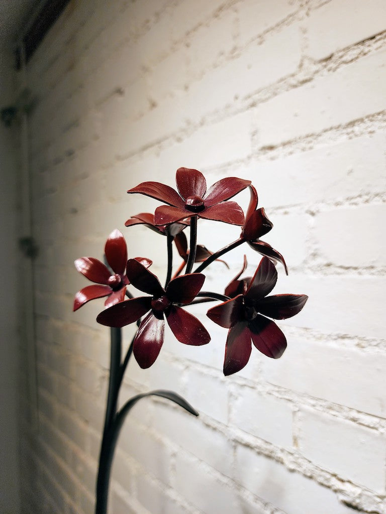 DEEP RED FIELD STUDY HAND FORGED METAL SCULPTURE