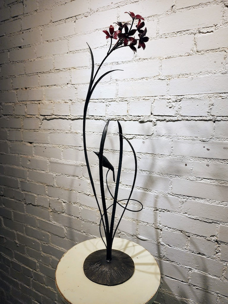 DEEP RED FIELD STUDY HAND FORGED METAL SCULPTURE