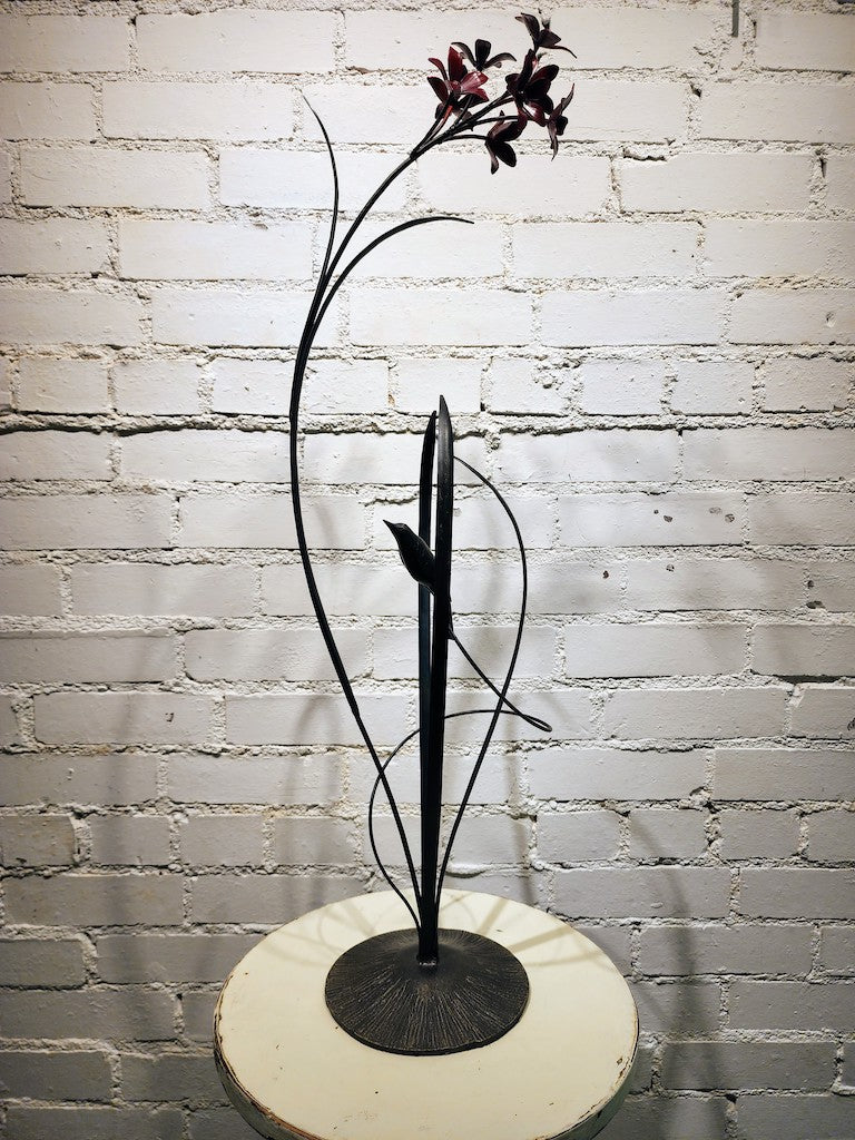 DEEP RED FIELD STUDY HAND FORGED METAL SCULPTURE