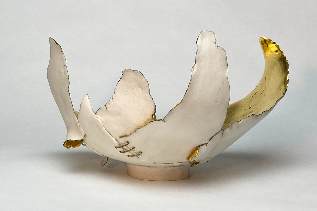 "PEACE SHEPHERD SERIES #22" PORCELAIN CERAMIC SCULPTURE WITH 23.75 KT GOLD LEAF