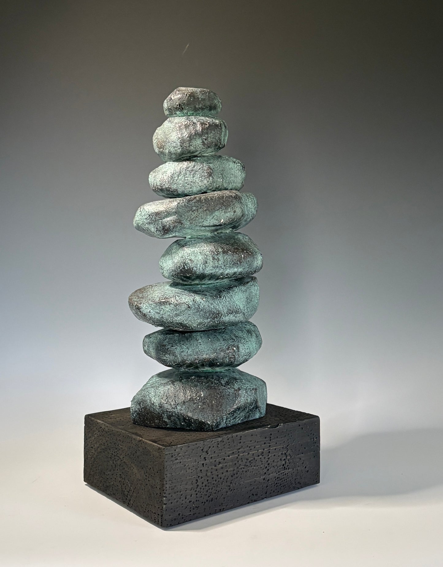 "DREAM CAIRN" HAND CARVED WHITE PINE SCULPTURE WITH BRONZE COATING