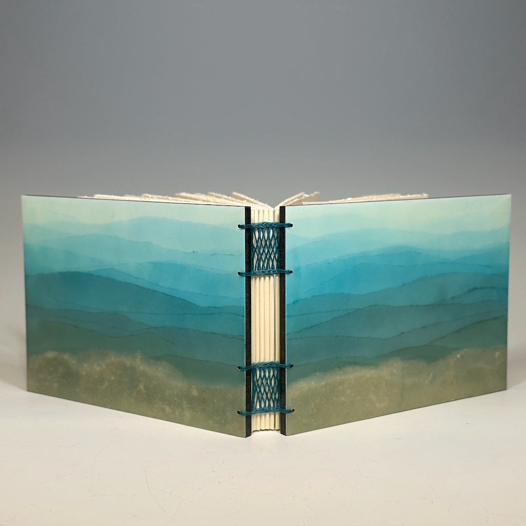 BLUE RIDGE JOURNAL BOOK HORIZONTAL ORIENTATION - ENCAUSTIC BEESWAX COVERS AND HANDMADE BINDING
