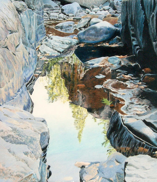 "HIDDEN RIVER POOL I" ORIGINAL DRAWING/FRAMED