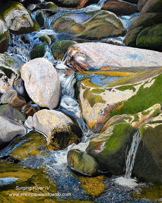 "SURGING RIVER IV" ORIGINAL DRAWING/FRAMED