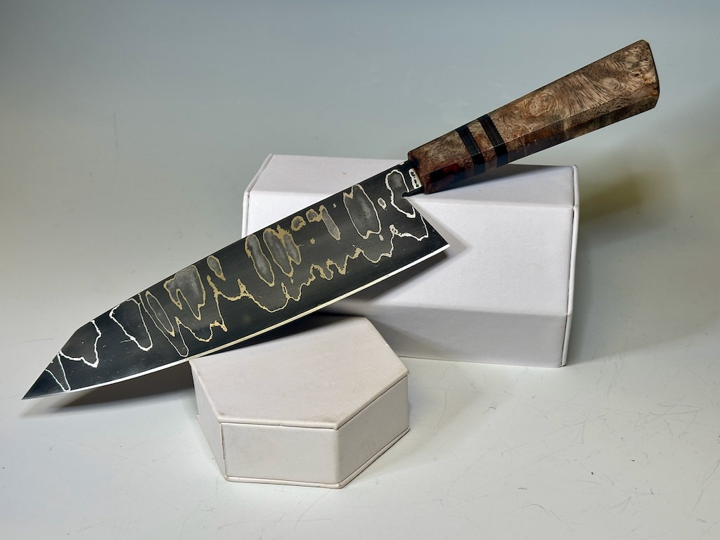 8" LAMINATED NICKEL AND STEEL CHEF KNIFE EO1493