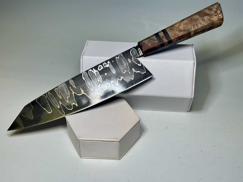 8" LAMINATED NICKEL AND STEEL CHEF KNIFE EO1493