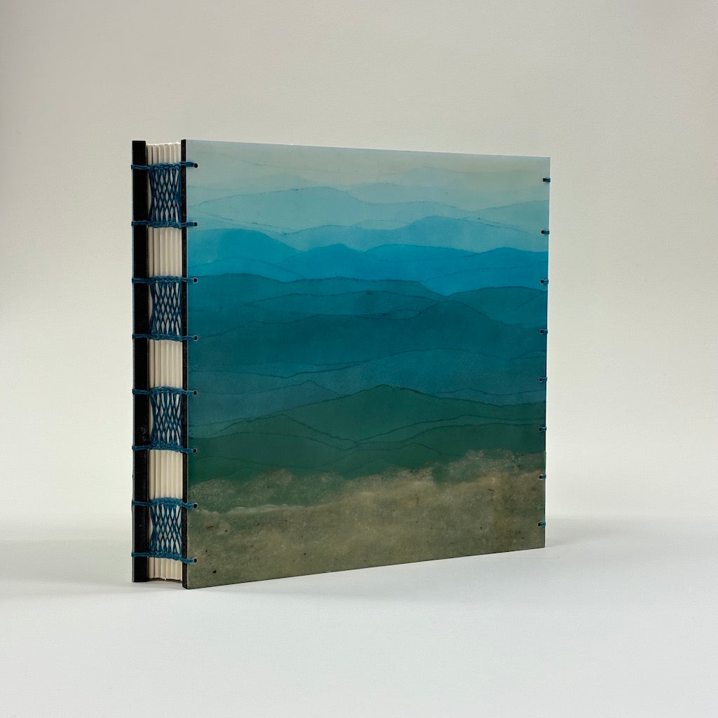 BLUE RIDGE VISTA JOURNAL BOOK - ENCAUSTIC BEESWAX COVERS AND HANDMADE BINDING