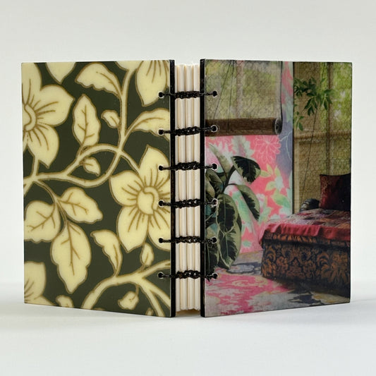 "LITTLE GLIMMERS 08 JOURNAL BOOK - ENCAUSTIC BEESWAX COVERS AND HANDMADE BINDING