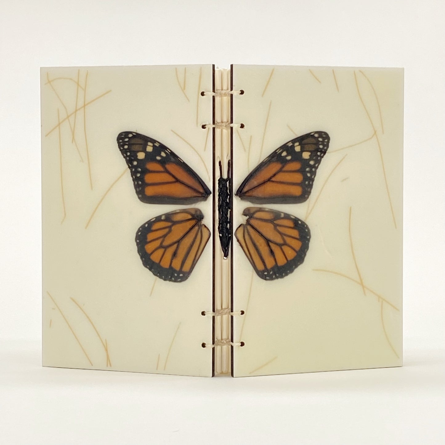 MONARCH BUTTERFLY JOURNAL BOOK - ENCAUSTIC BEESWAX COVERS AND HANDMADE BINDING