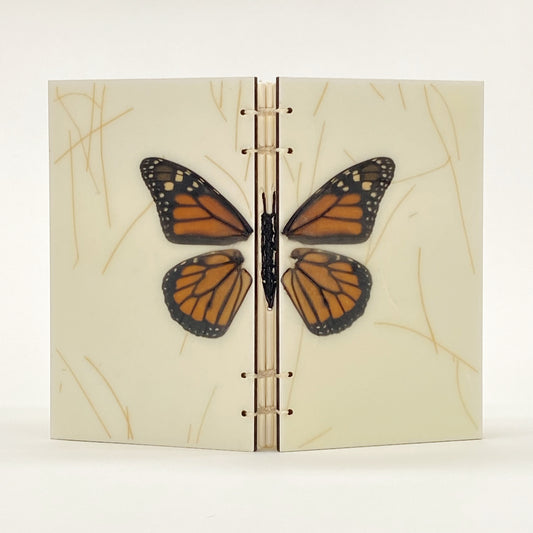 MONARCH BUTTERFLY JOURNAL BOOK - ENCAUSTIC BEESWAX COVERS AND HANDMADE BINDING