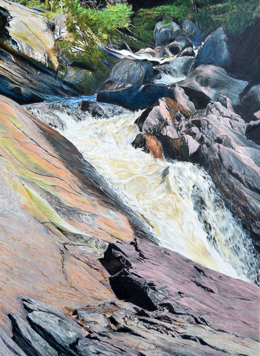 "CASCADING WATER XVI" ORIGINAL DRAWING/FRAMED