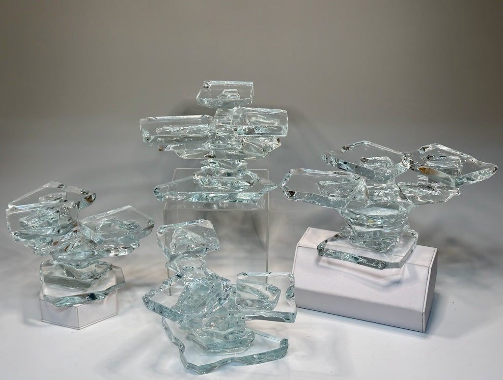 FUSED GLASS STAND WITH 3 TOPS FM11.25.1